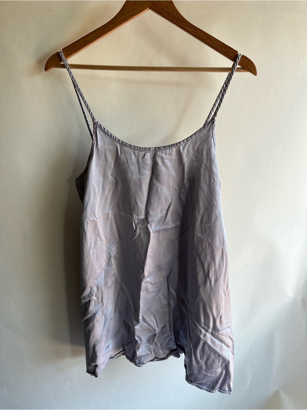 PJ Harlow Rowen Braided Spaghetti Strap Satin Pajama Blouse Top Shirt EUC